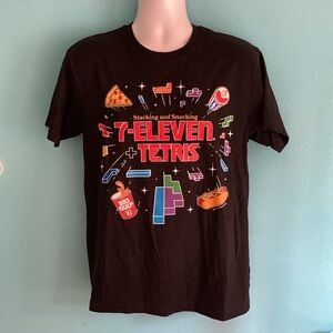 7-11 Tetris Black Cotton Tee Shirt Size Medium Unisex / Mens